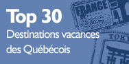Top 30, Destinations vacances des Québécois