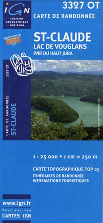 Ign Top 25 #3327 Ot St-Claude, Lac de Vouglans, Haut-Jura