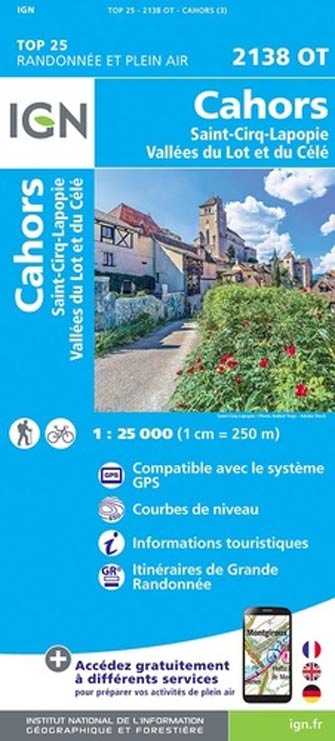 Ign Top 25 #2138 Ot Cahors, St-Cirq-Lapopie, Vallée du Lot