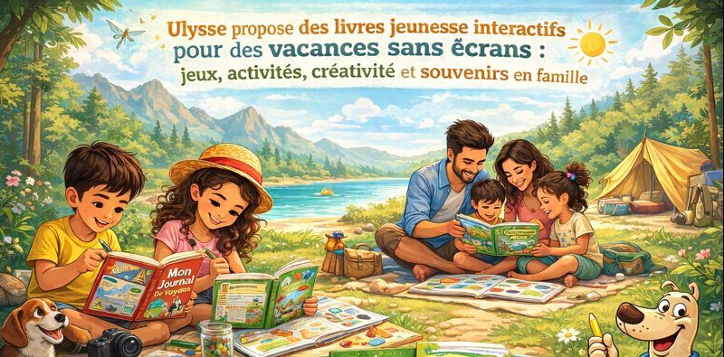 Des livres et des cahiers d'activité pour les enfants en voyage - avec le personnage créé par Pascal Biet.