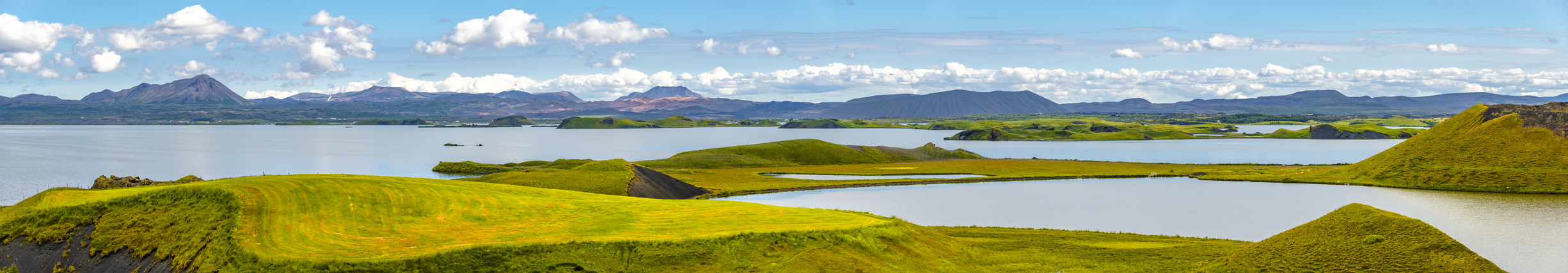 Vue  sur le lac Myvatna près de Skutustadir en Islande © iStock / Neurobite