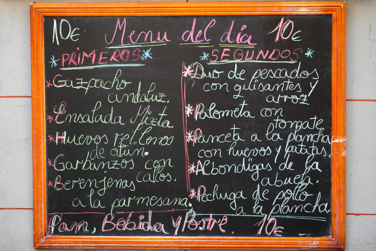 Un menu du jour, "menu del dia", à 10 euros en Espagne. © iStock / mytrade1