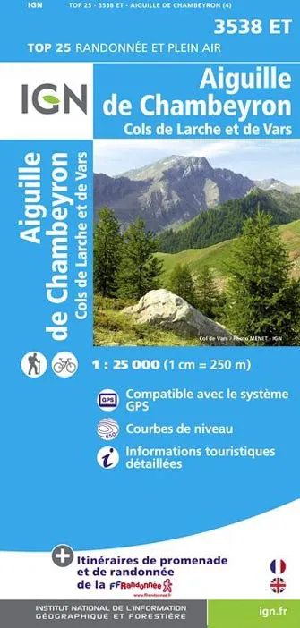 Ign Top 25 #3538 et Aiguille de Chambeyron, Cols de Larche