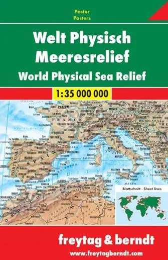 Poster Monde Physique & Relief Marin - World Physical & Seas