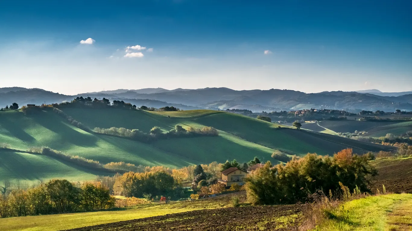 Paysage matinal dans les collines de l'Émilie-Romagne © iStock / GiorgioMorara