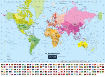 Carte du Monde politique (plastifiée) 132 cm x 97 cm